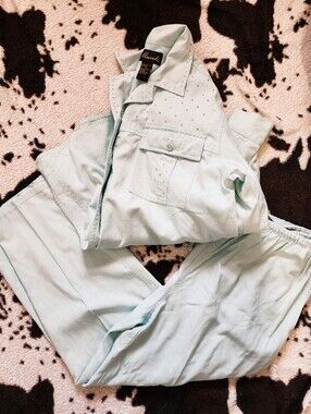 WOMEN'S 80'S/90'S SILK 2 PIECE SET - SEAFOAM
